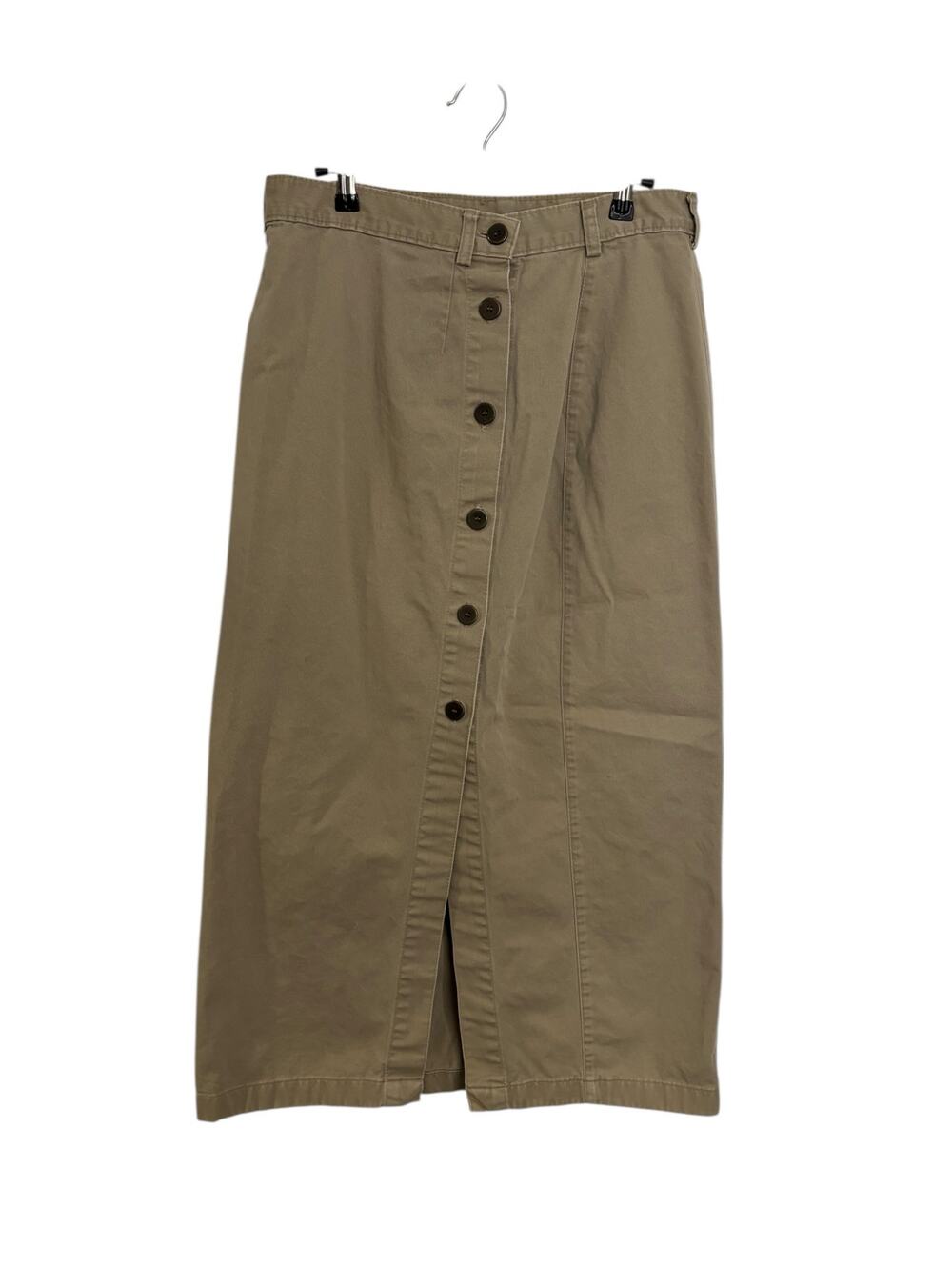 Ruff Hewn Vintage Womens Skirt Size 14 Midi Khaki Tan Cotton Button Front